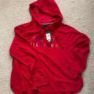 Tommy Hilfiger Red Hoodie with Multicolor Logo
